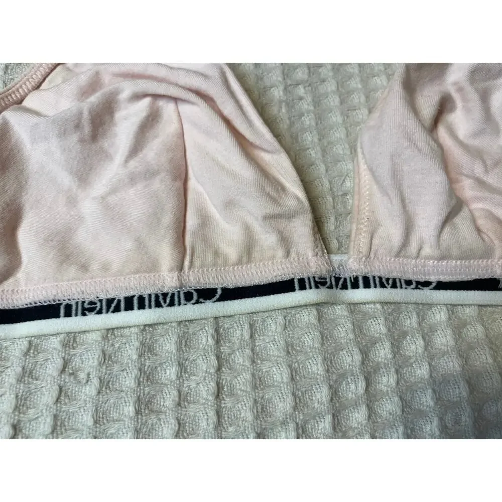 Calvin Klein Pink Crushed Velvet V Neck Bralette M